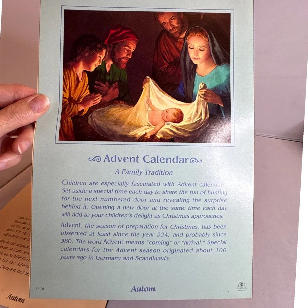 2 Vtg Autom Nativity Scene Advent‎ Calendar Christmas Religious Family Tradition